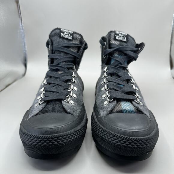 Woolrich x Converse Men’s 9 US Chuck Taylor All Star Street Hiker Black Plaid - Picture 3 of 11